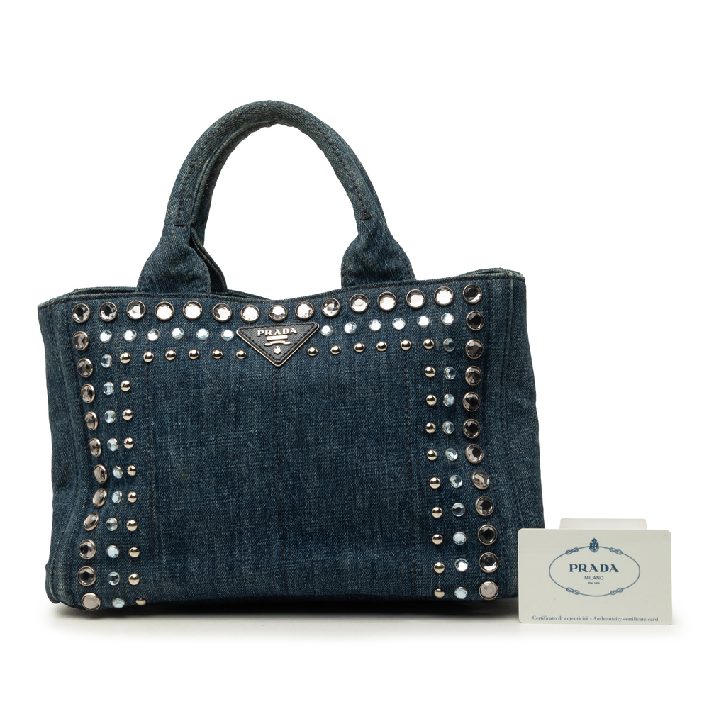Pre-Loved Prada Small Denim Canapa Bijoux Satchel - Picture 7 of 7